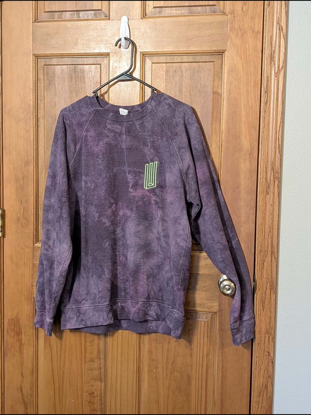 Men's Washed Purple Crewneck Sweatshirt with Neon Accent